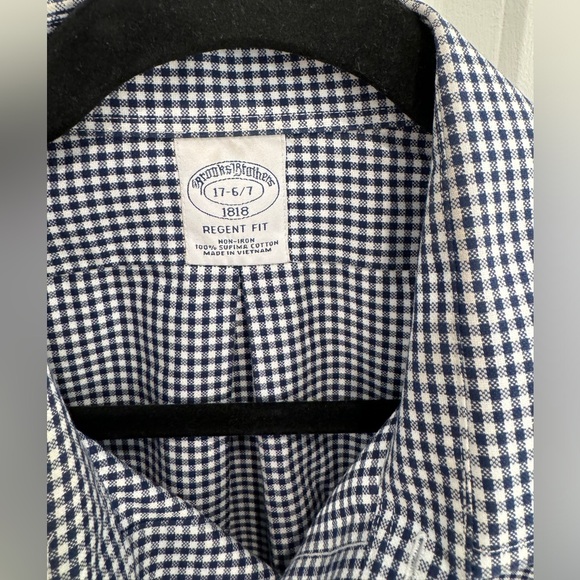 Brooks Brothers regent fit 17 6/7 sleeve white-blue check - Picture 2 of 3